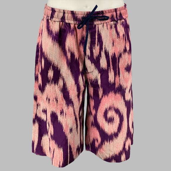GUCCI Size S Purple Pink Abstract Silk Blend Joggers Shorts - Picture 1 of 6